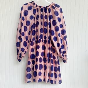 Ulla Johnson Pink and Blue Polka Dot Mini Dress